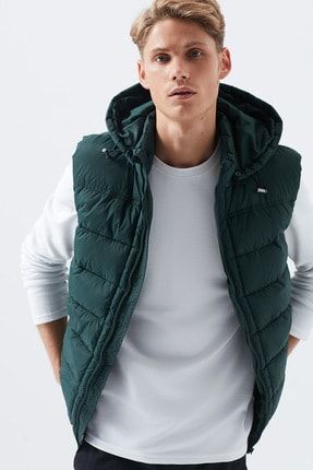 Bershka Erkek Siyah Kapusonlu Sisme Yelek Trendyol
