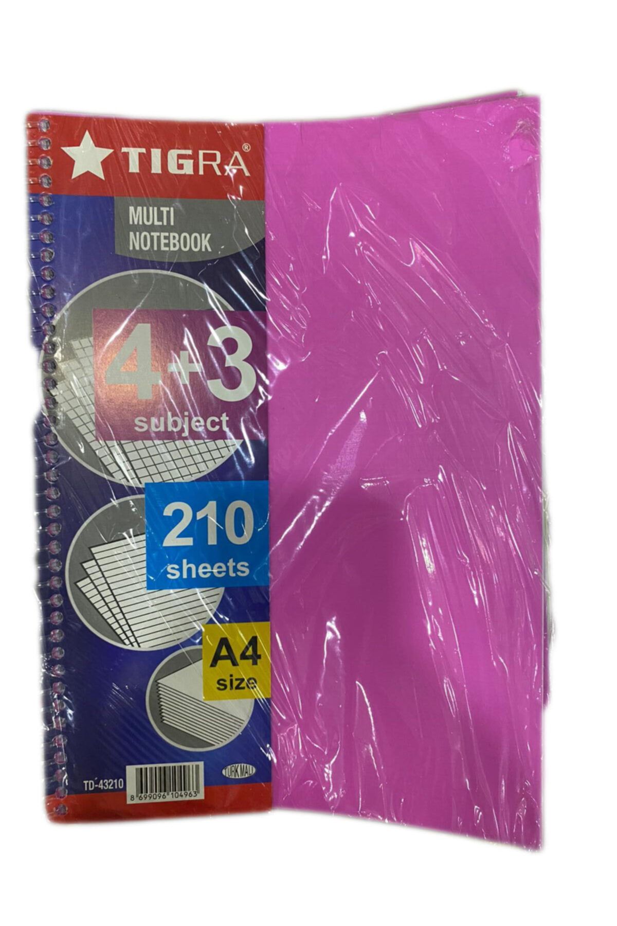 Tigra-دفتر ملاحظات مكون من 4+3 أقسام 210 Yp باللون الوردي 1