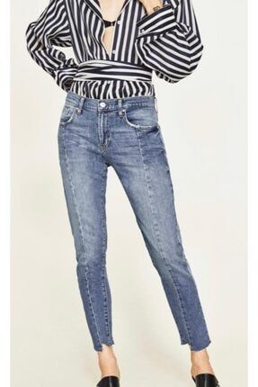 Kadın Mavi Mom Jeans Denim Kot Orjinal Ithal Bayan Pantolon Boy Friend 7713510