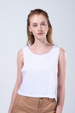 Kadın Beyaz kalın Askılı T-shirt M110