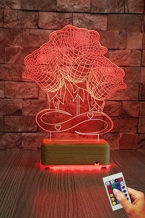 vipyol papatya cicek 3d led gece