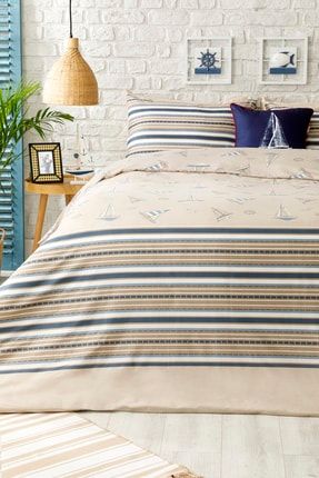 English Home Yatch Marine Pamuk Tek Kisilik Nevresim Takimi 160x220 Cm Bej Trendyol