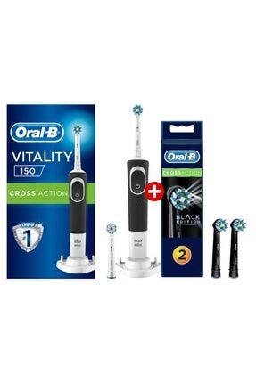 Vitality D150 Şarj Edilebilir Diş Fırçası Cross Action+siyah 2'li Yedek Başlık 621020183006166