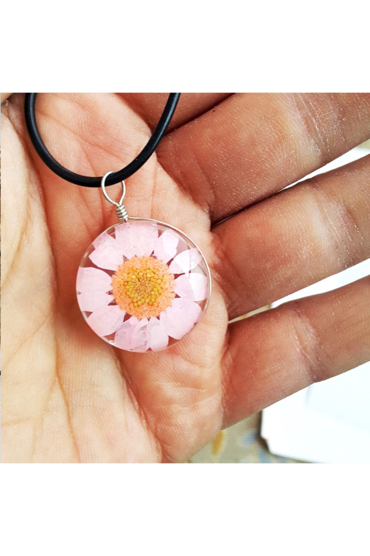 glasscw papatya kolye canli cicek