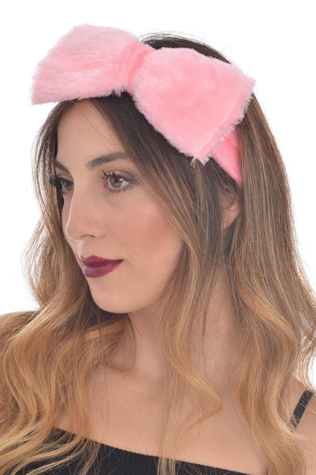 Hahai Accessories Hahai Kadin Lastikli Pembe Renk Pelus Fiyonk Sac Bandi Trendyol
