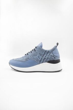 Kadın Mavi Hakiki Deri Kot Mavi Sneaker IMP-1032