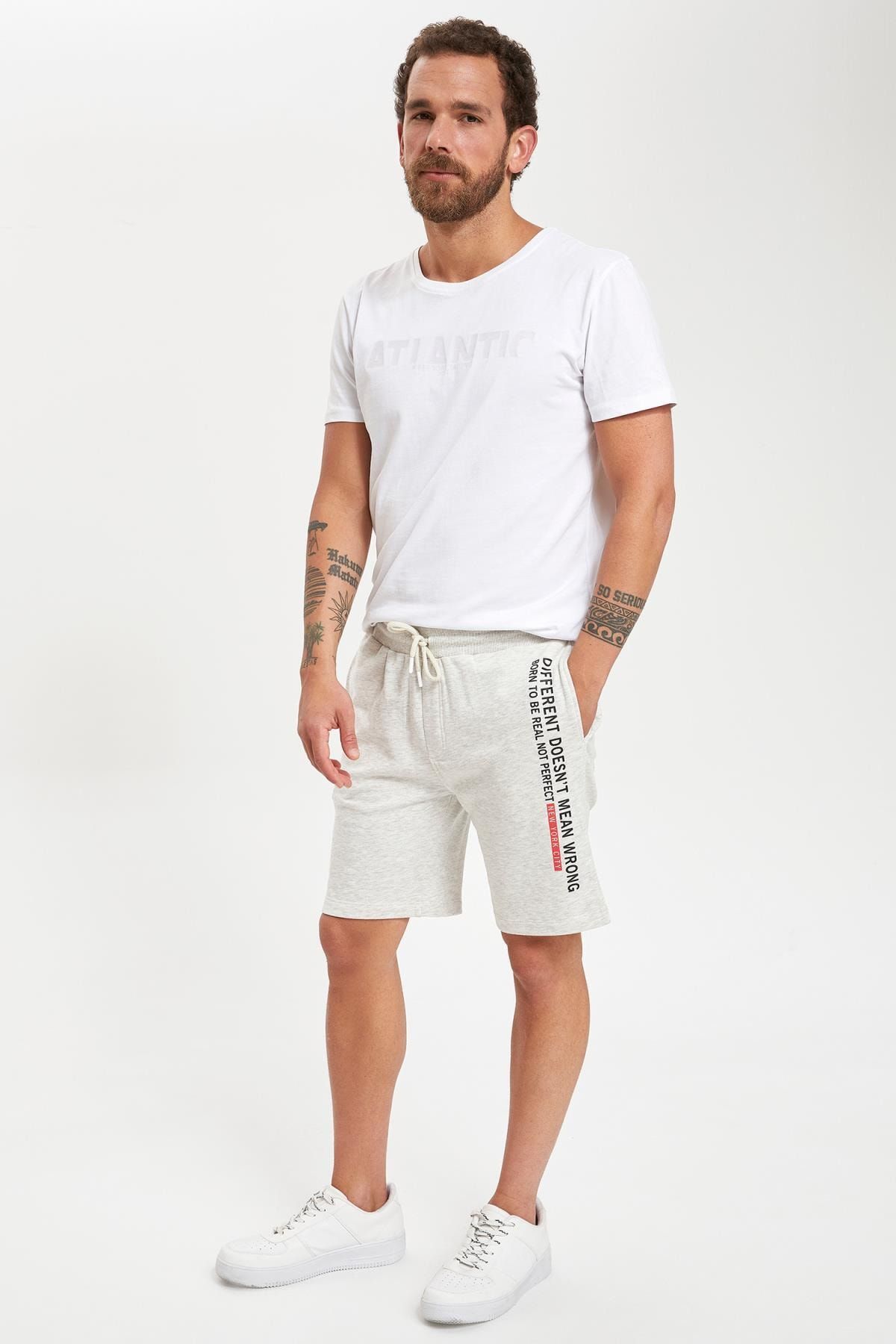 Defacto Erkek Gri Bagcikli Baskili Slim Fit Sort S3335az20sm Trendyol