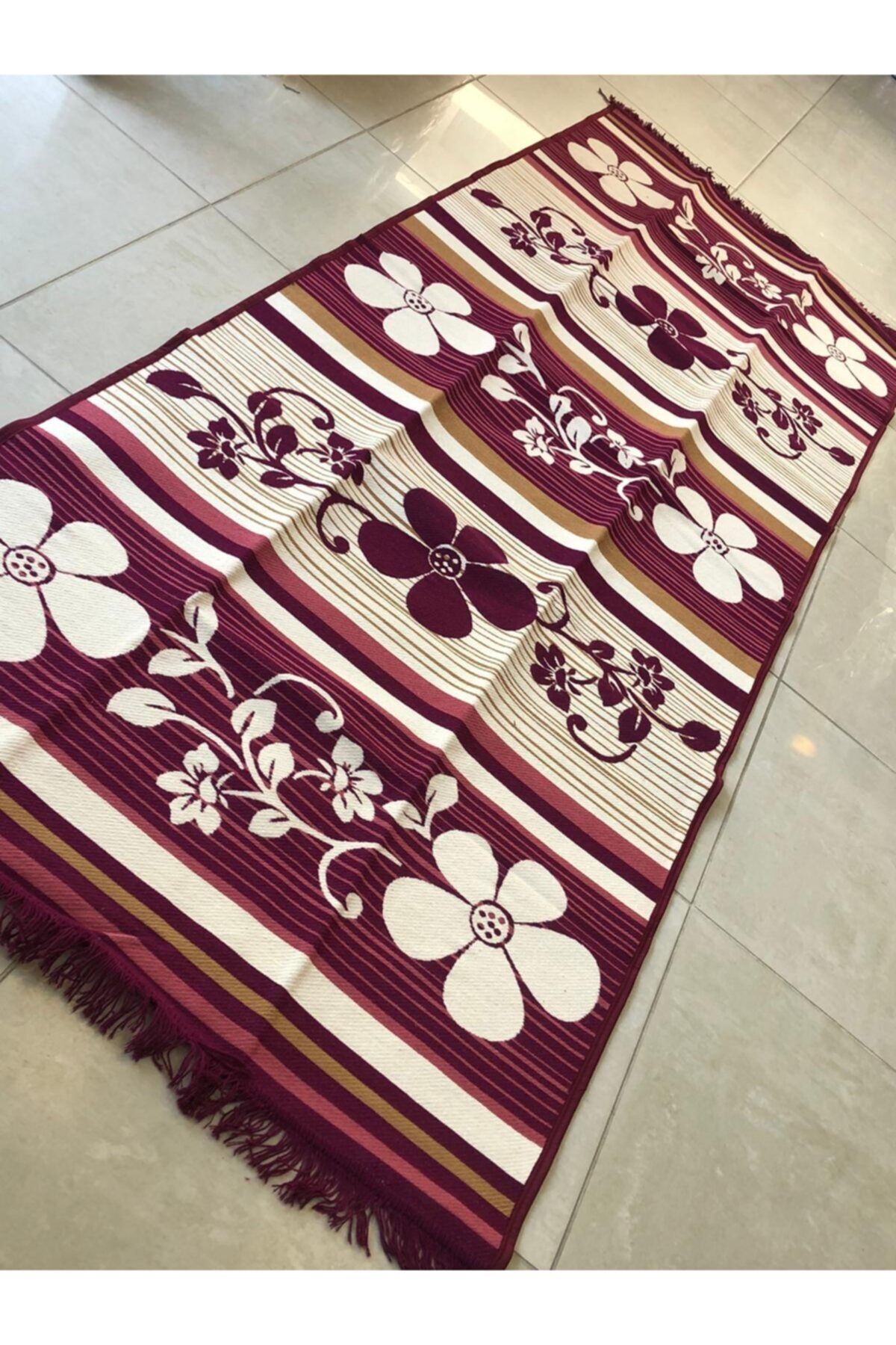 kilim papatya desenli bordo kilim