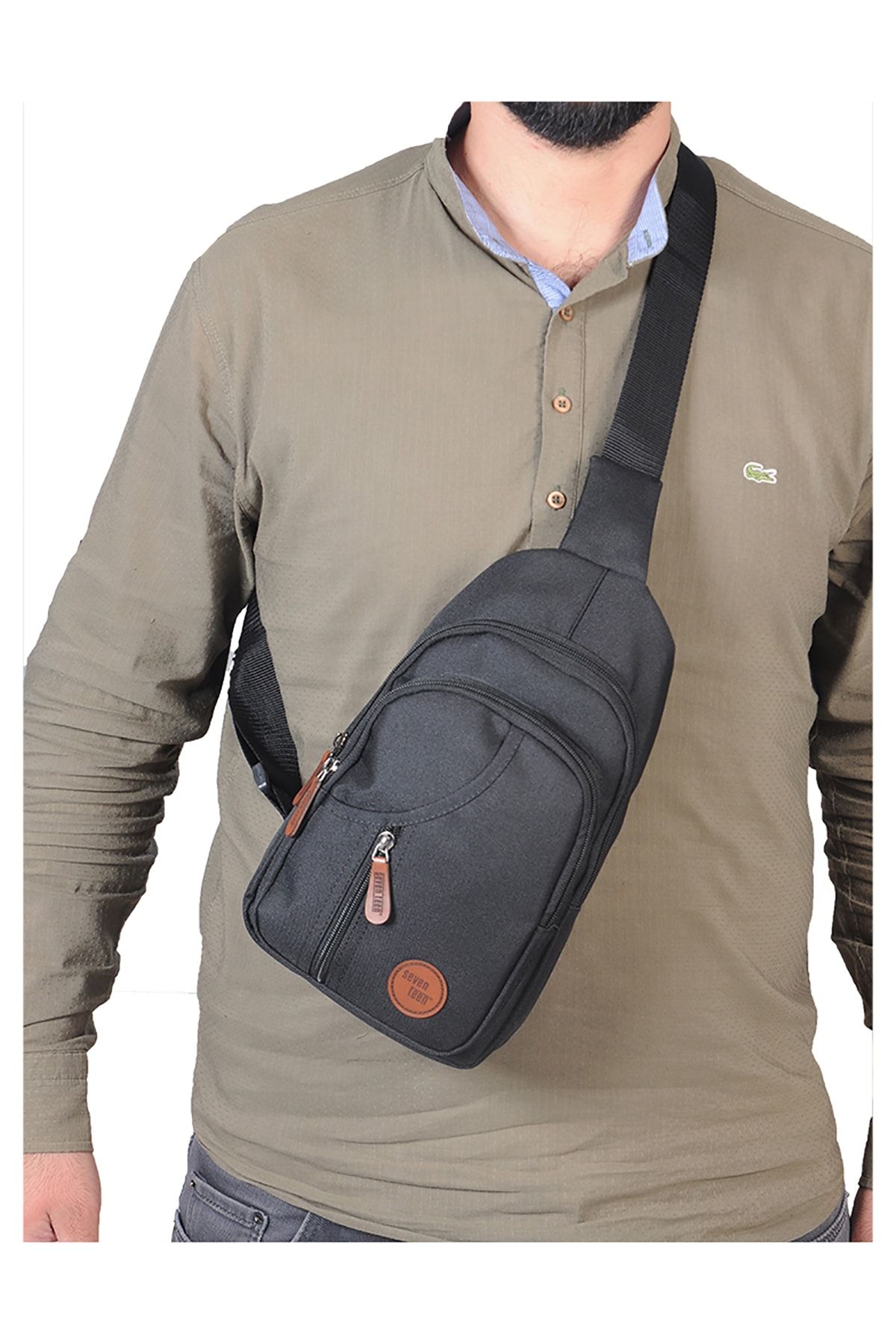 SEVENTEEN-Unisex Black Cross Strap Chest and Backpack 4