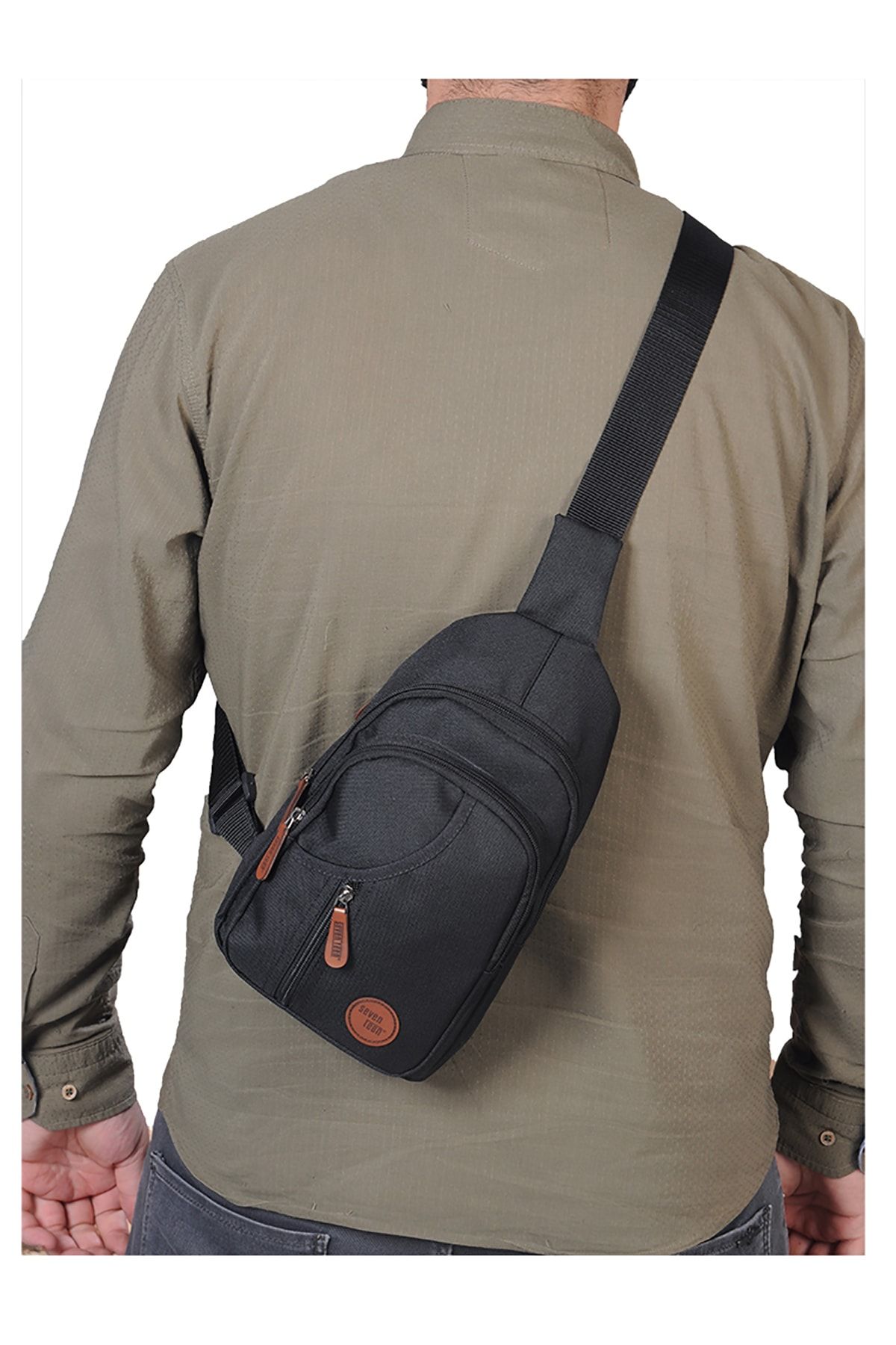 SEVENTEEN-Unisex Black Cross Strap Chest and Backpack 5