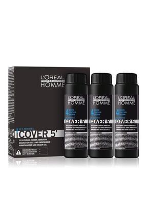 Loreal Homme Cover 5 No:4 Kahverengi 3x50 Ml Beyaz Kapatıcı Jel Erkek Saç Boyası 45785545