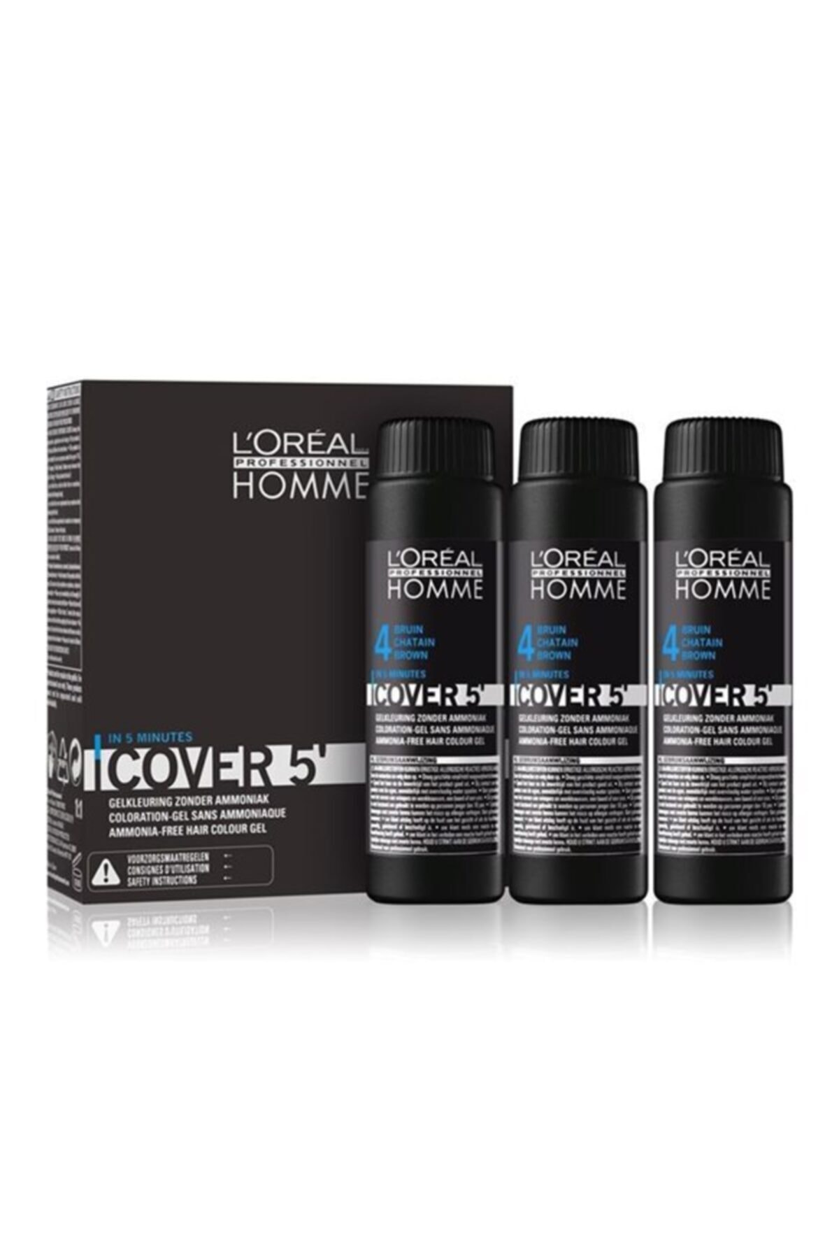 L'oreal Professionnel Loreal Homme Cover 5 No:4 Kahverengi 3x50 Ml Beyaz Kapatıcı Jel Erkek Saç Boyası