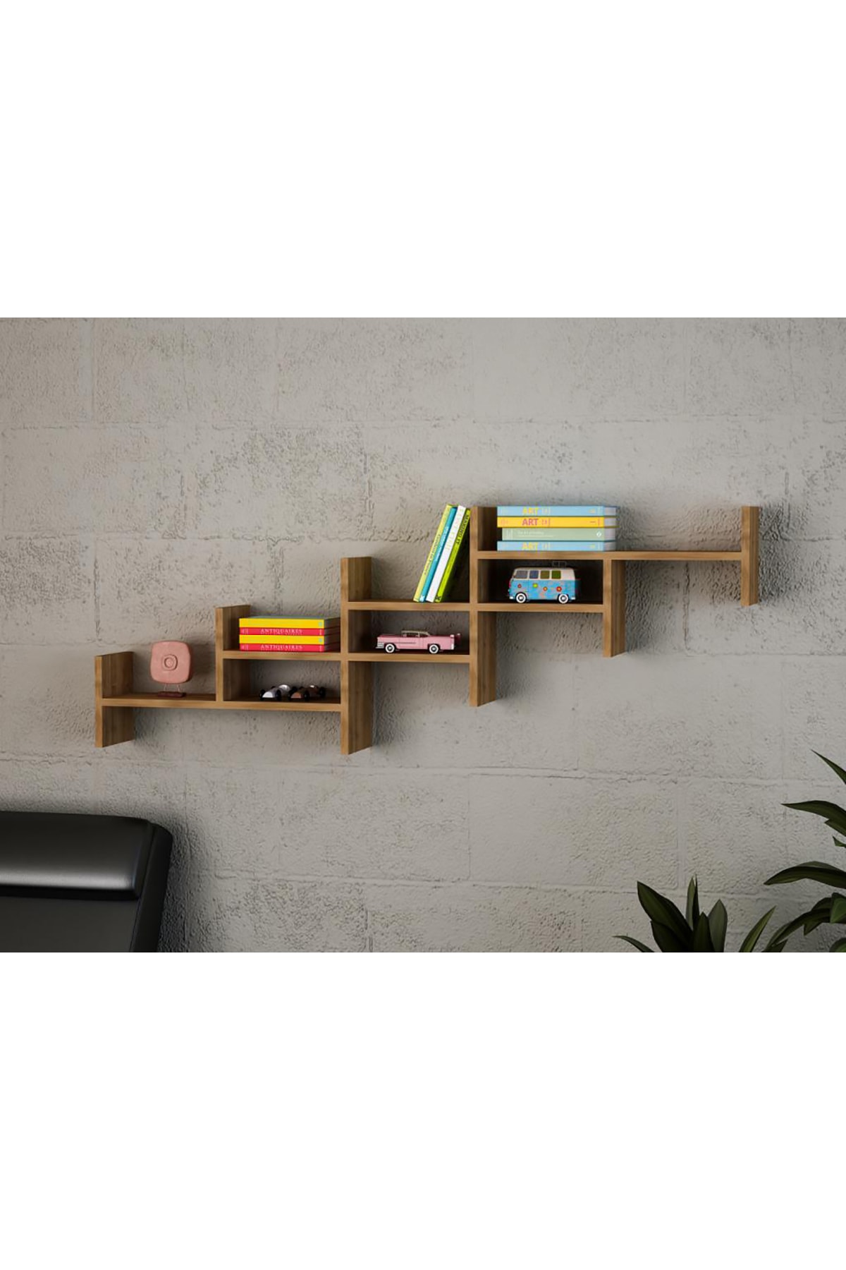 Puzzle Design Silver Ceviz Duvar Rafi Kitaplik Trendyol