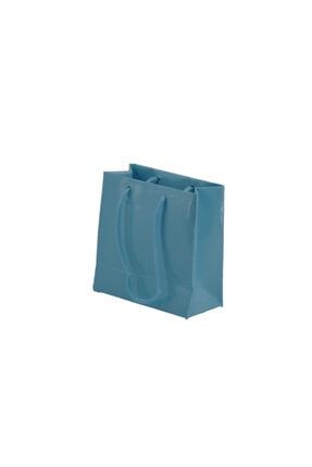 Karton Çanta Minik Boy Düz Renk 11x11 Cm - 50 Adet Mavi TE1689