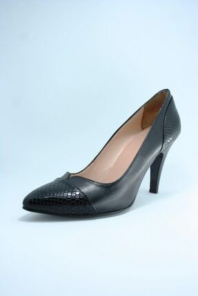 Kadın Siyah Hakiki Deri Topuklu Ayakkabı uzno-1954