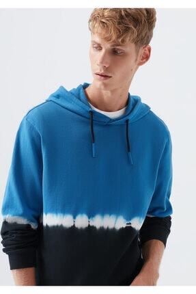 Mavi Kapusonlu Batik Desenli Sweatshirt Trendyol