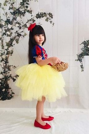 Kız Çocuk Sarı Tütülü Pul Payet Kostüm Elbise MX-PPRENSES