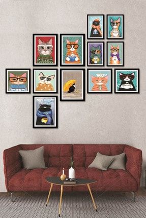 Retro Tablo 9 Kedi Retro Tablo Trendyol