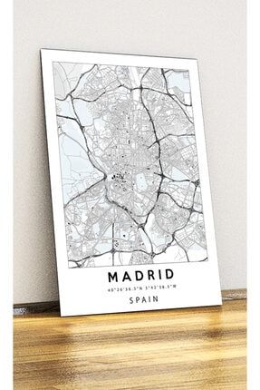 - Ispanya Madrid Harita - Dekoratif Metal Tablo b1228