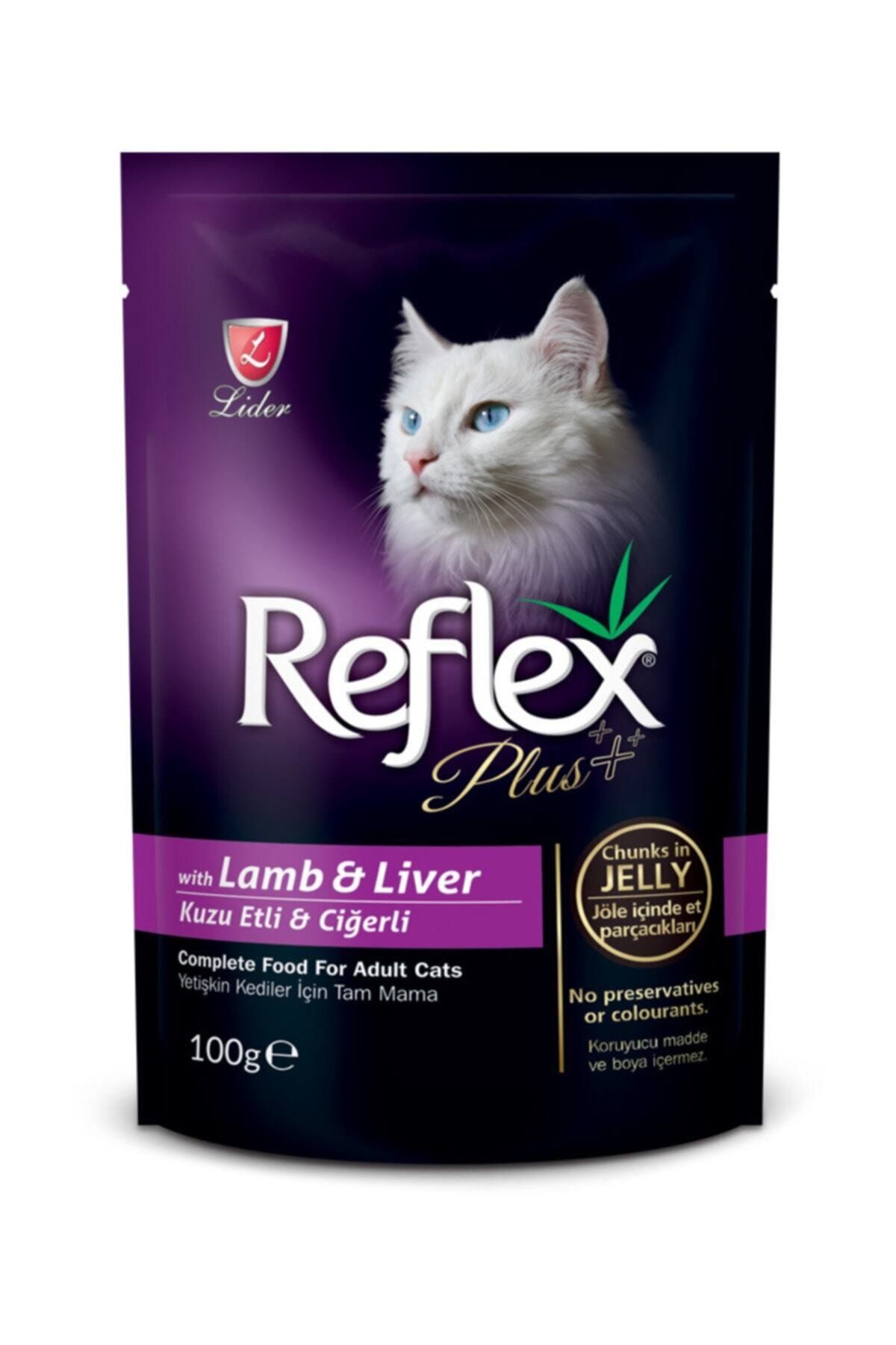 غذای گربه های جوان تکه های ژله ای با طعم بره و جگر 100 گرم رفلکس Reflex