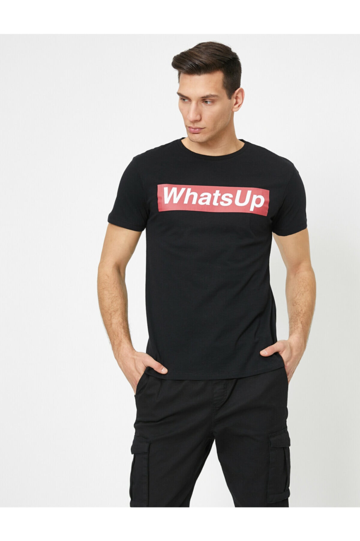 تیشرت مردانه مشکی کوتون | 0YAM14044OK اورجینال - تصویر 2