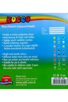 jocco ucgen kuru boya kalemi 24 renk