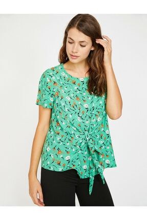 Kadın Yeşil Renkli Çiçekli Desenli Bluz 8YAK68573OW
