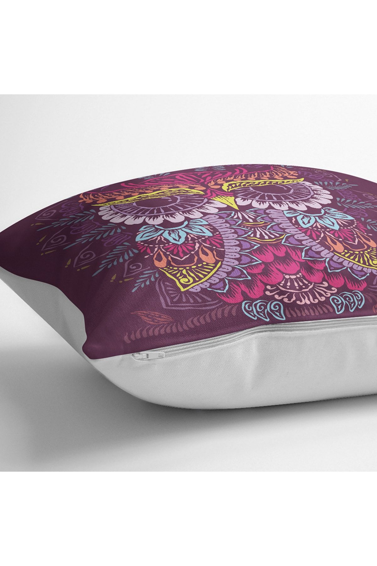 Realhomes-Modern Pillow Case with Authentic Owl Pattern on Purple Background 3