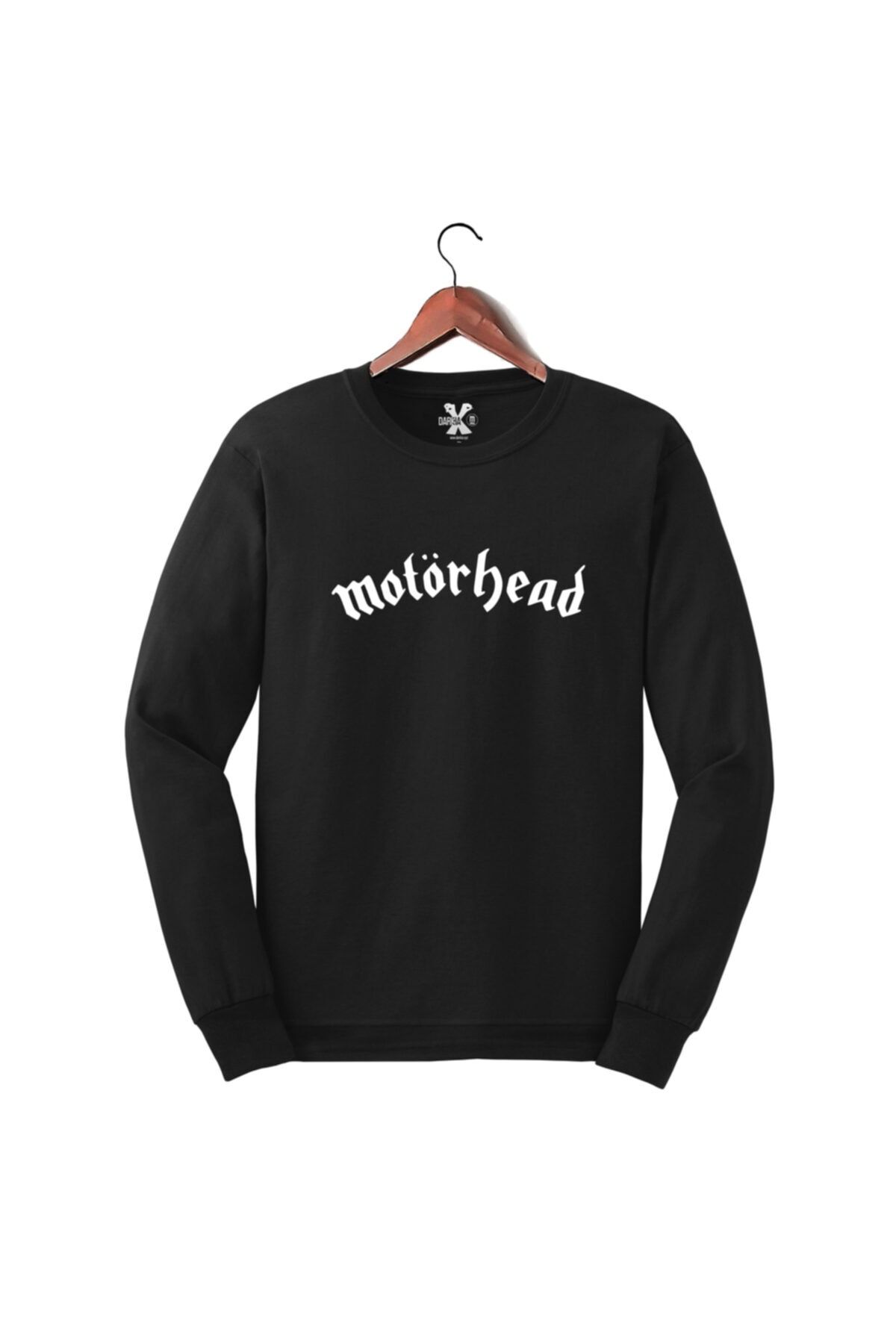 Darkia Men s Black Mot rhead Logo Printed Sweatshirt Trendyol