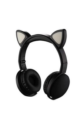 Ultra Kaliteli Kedi Kulak Kulaküstü Bluetooth 5.0 Kablosuz Kulaklık Hd Ses - Siyah TKXQE