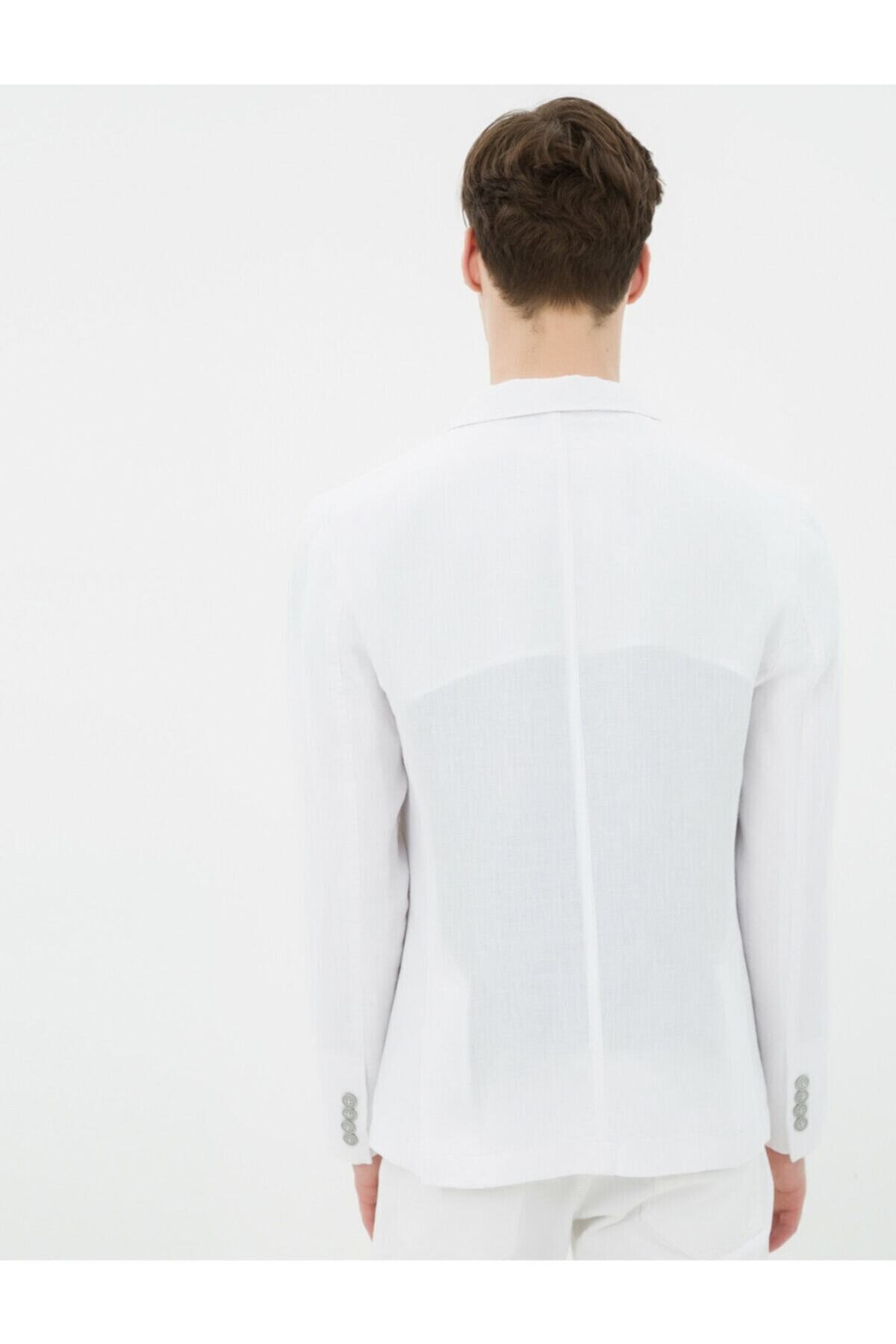Koton-Men's White V-Neck Jacket 3