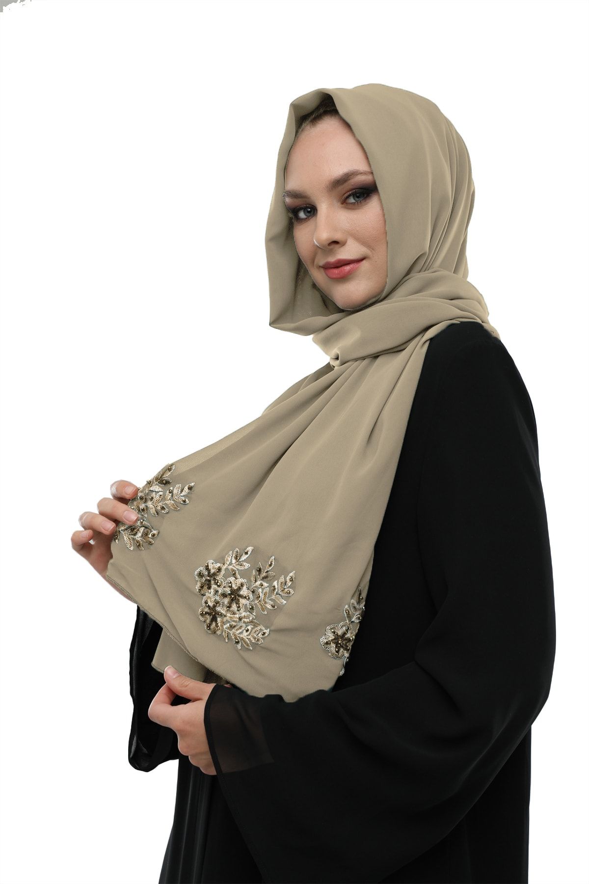 bb handmade collection Women s Beige Embroidered Shawl Trendyol