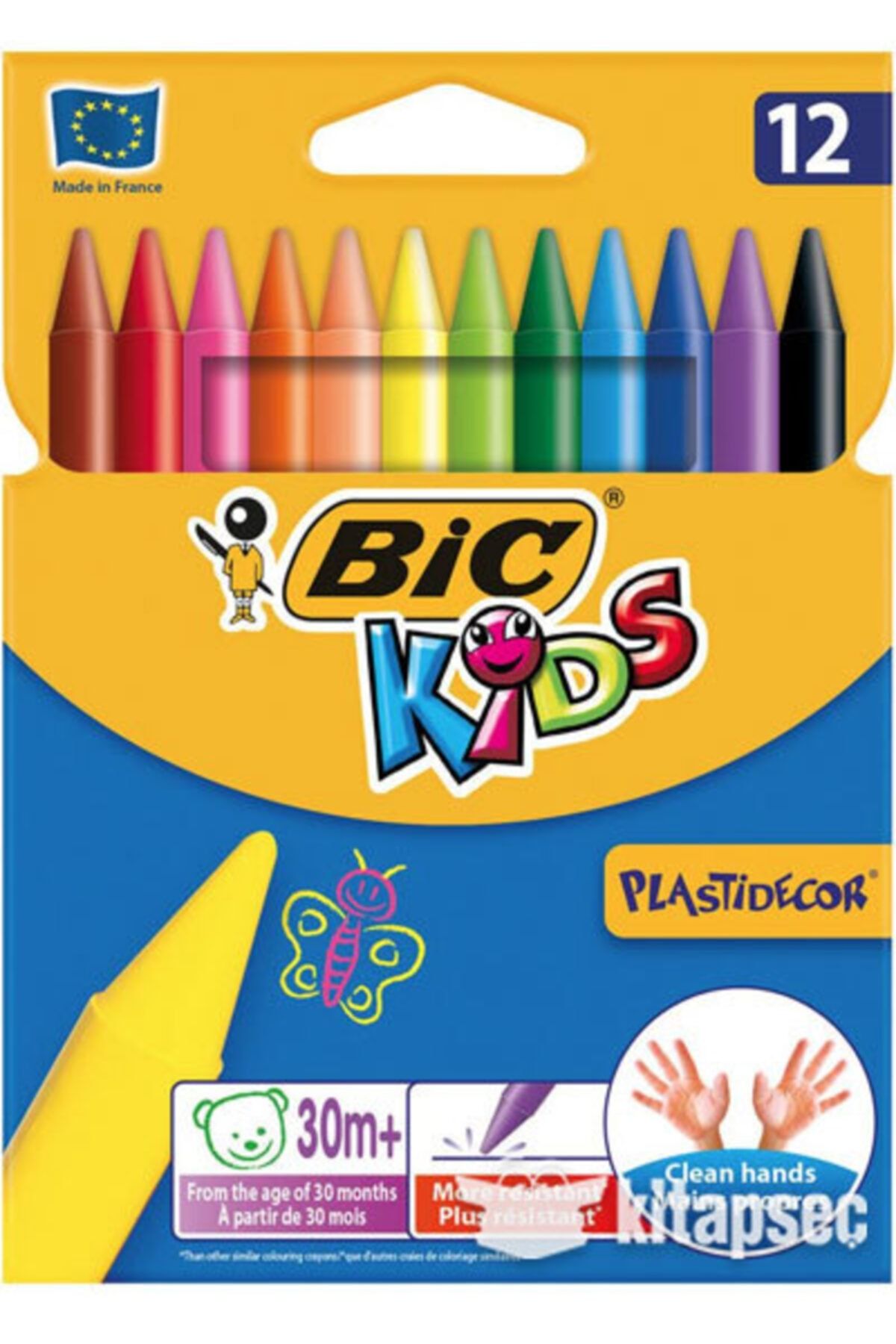 12-цветный карандаш Bic Kids, который не загрязняет продавцов BİC0341