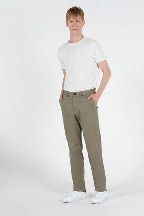 Regular Fit Orta Bel Düz Paça Erkek Petrol Yeşili Pantolon CL1049750