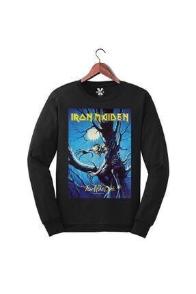 Siyah Iron Maiden Baskılı Sweatshirt 3910112543675800