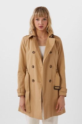 Mudo Kadin Tutun Kusakli Kol Detayli Ince Trenckot Tencel 375658 Trendyol
