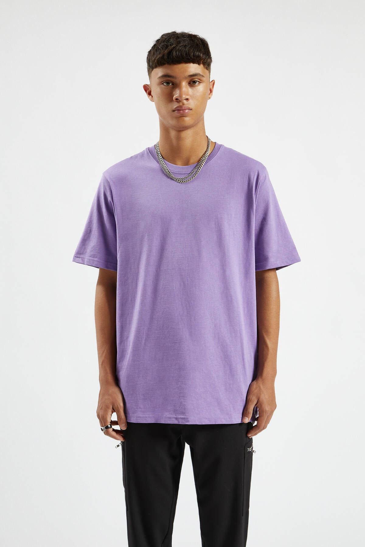 Pull Bear Erkek Koyu Mor Join Life Basic T Shirt 09244500 Trendyol