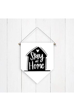 Pozitif Motto Stay At Home Evdekal Yazılı Askılı Kanvas Poster Tablo APT049
