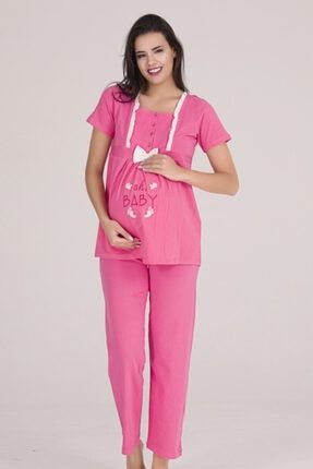 Dagi Kadin Ekru Hamile Polivis Lohusa Kisa Kollu Pijama Takimi Trendyol