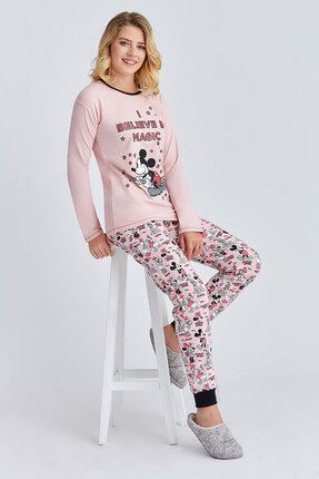 Lisanslı Kadın Pijama Takımı Pudra 11071