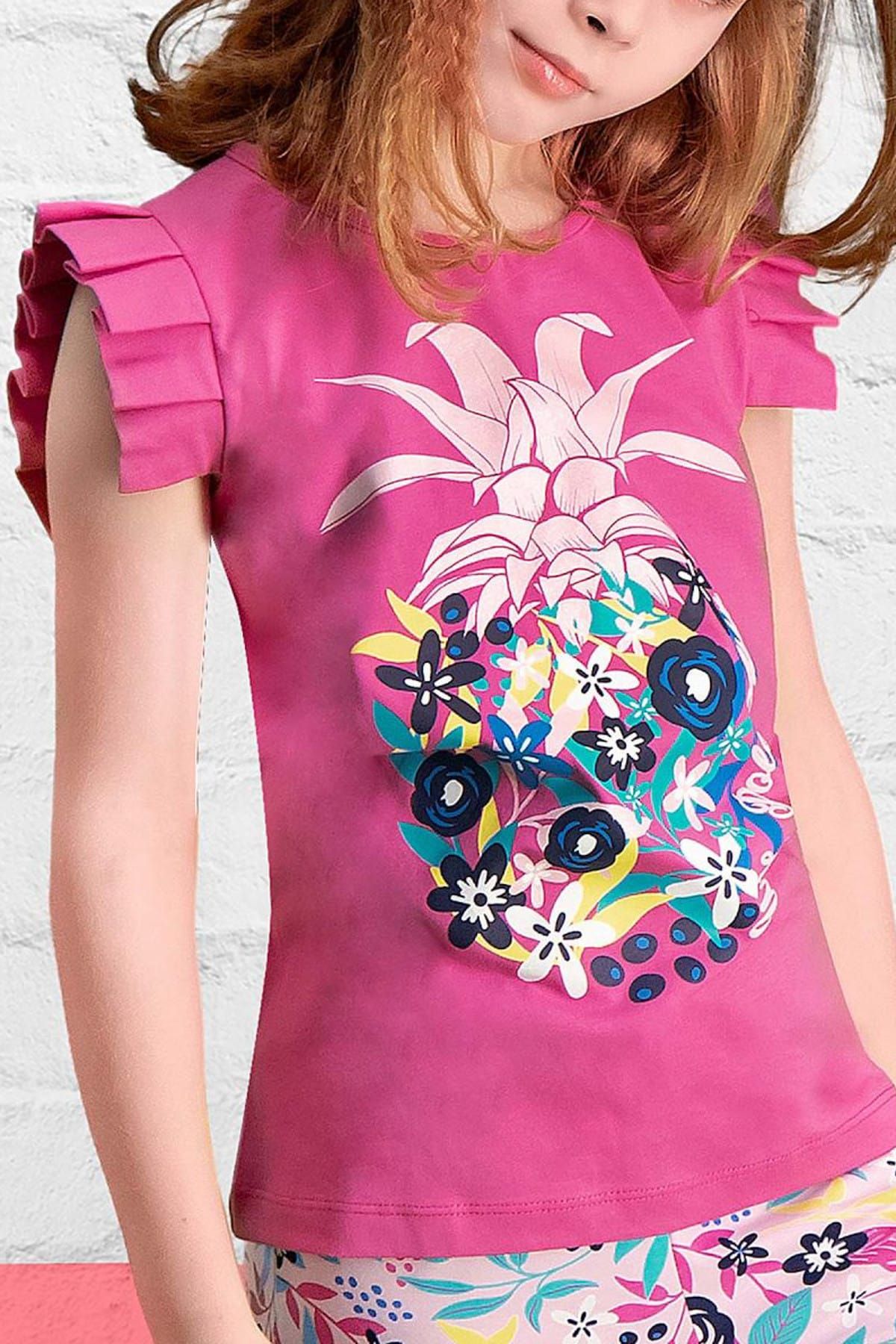 U.S. Polo Assn.-Set Capri pentru fete fucsia licențiat 2