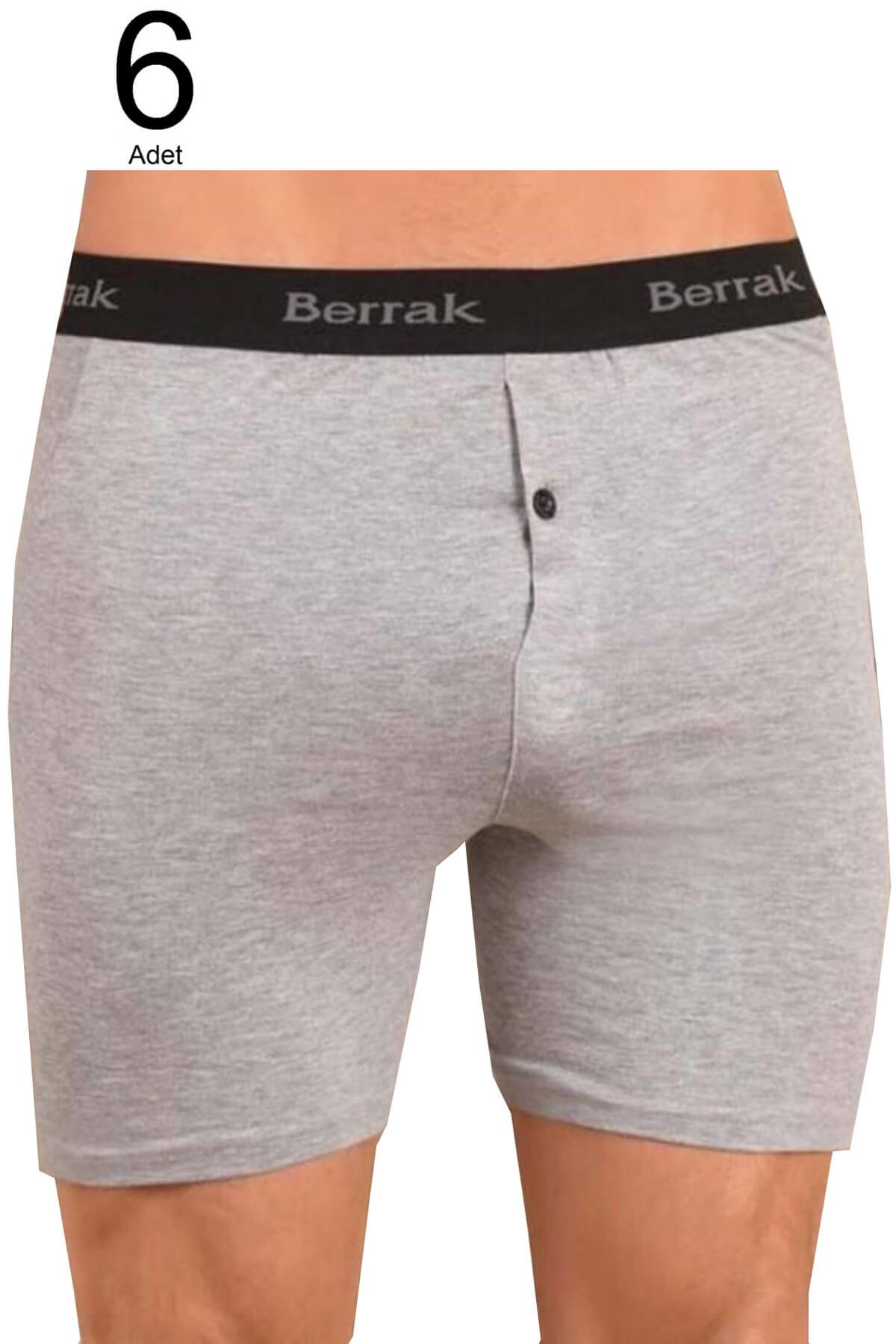 Berrak-Boxeri gri pentru bărbați, pachet de 6 lycra, cu nasturi ELF568BER10596 1