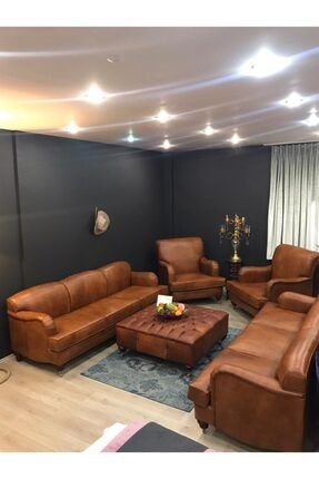 King Edward Real Italian Leather Sofa 3+3+1+1+puf KANEPE903