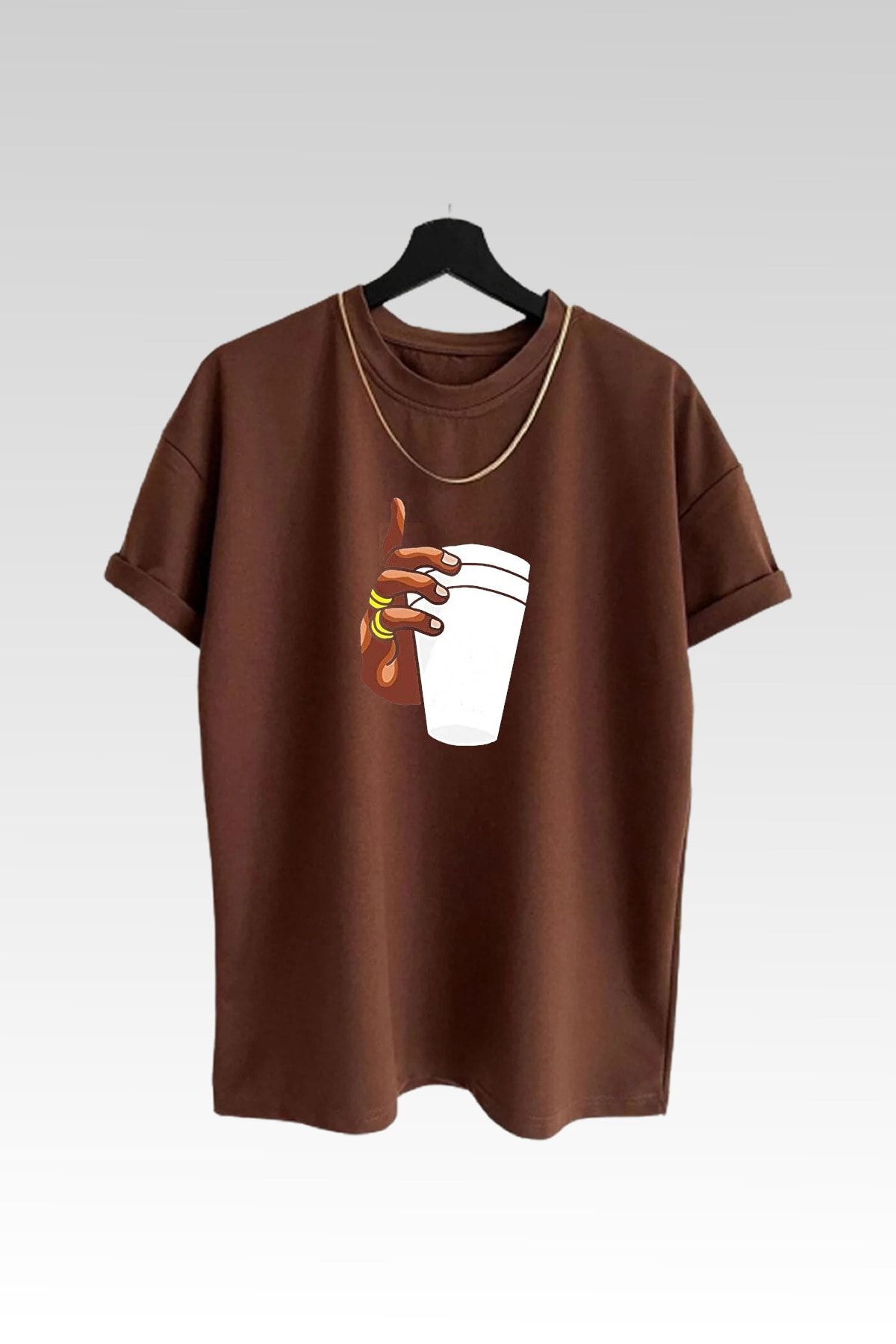 MODAGEN Ανδρικό Μπλουζάκι Oversize 100% Cotton Cup Printed für Adult Αρσενικό - S