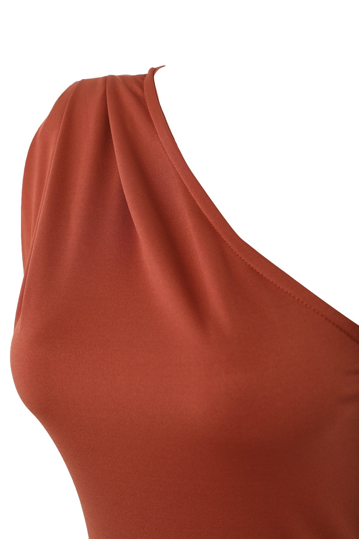 Trendyol Collection-Zimtfarbener, asymmetrischer Kragen, flexibler Strickbody mit Druckknöpfen von unten TWOSS22BD00014 8
