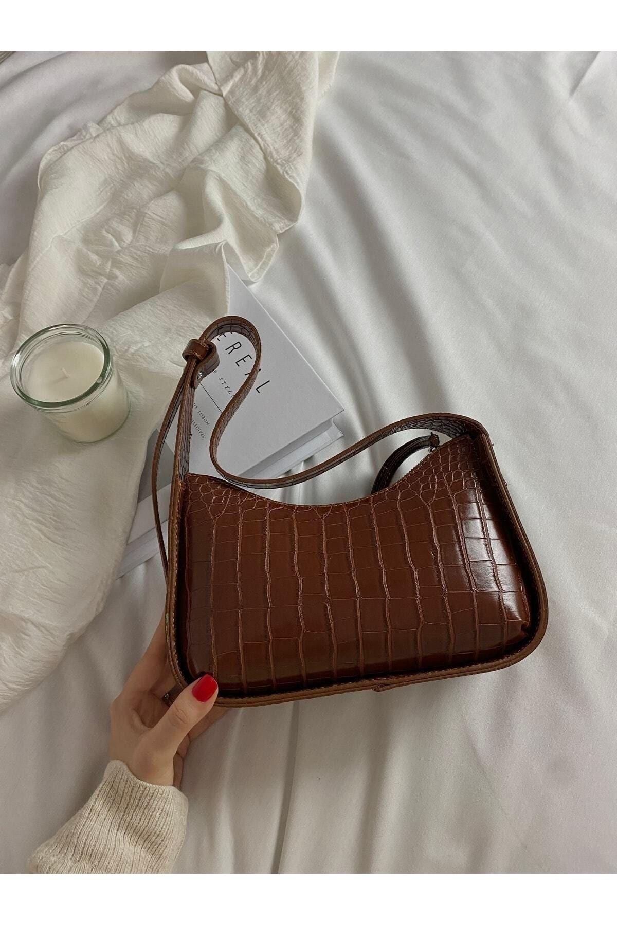 Croc effect baguette clearance bag