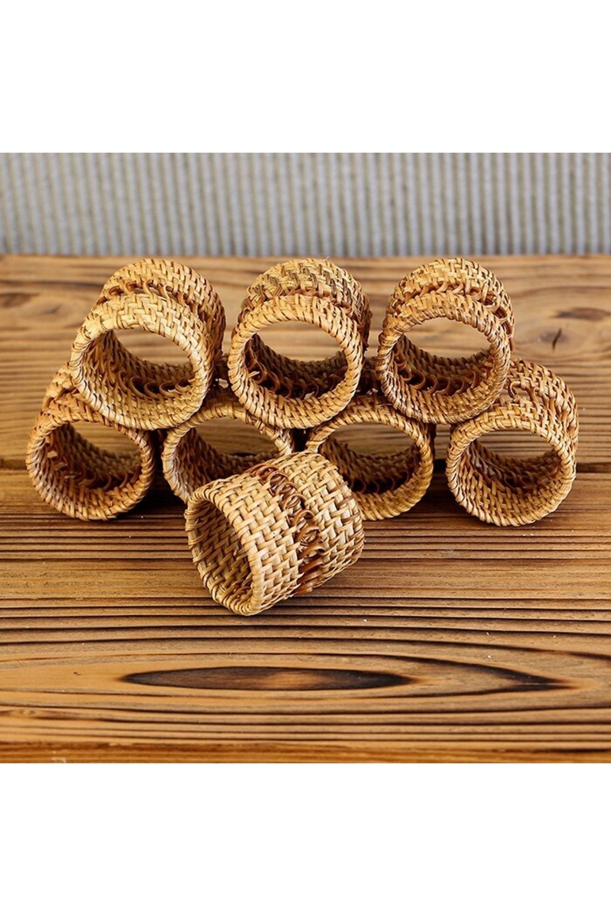 Rattan deals napkin rings