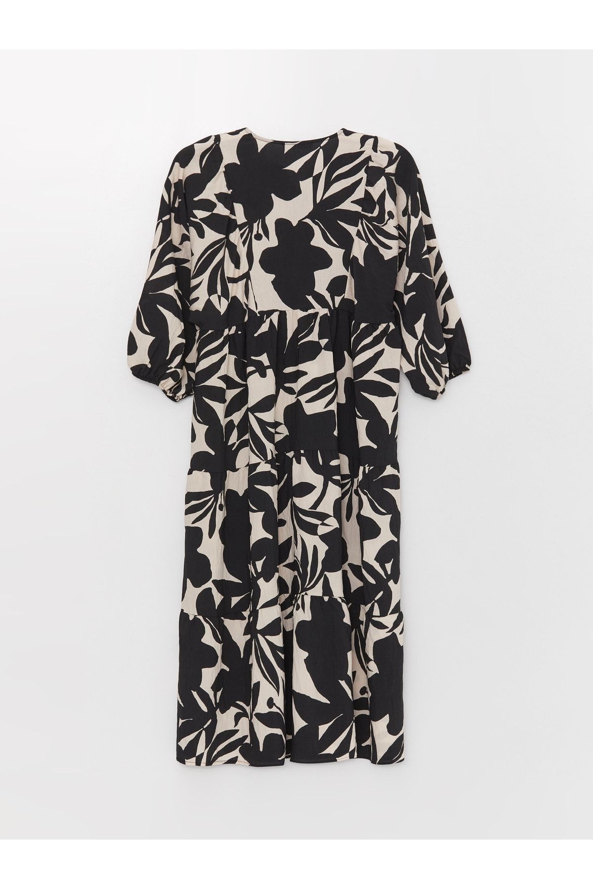 LC Waikiki-Dámské šaty se vzorovaným oversize netěsným límcem 6