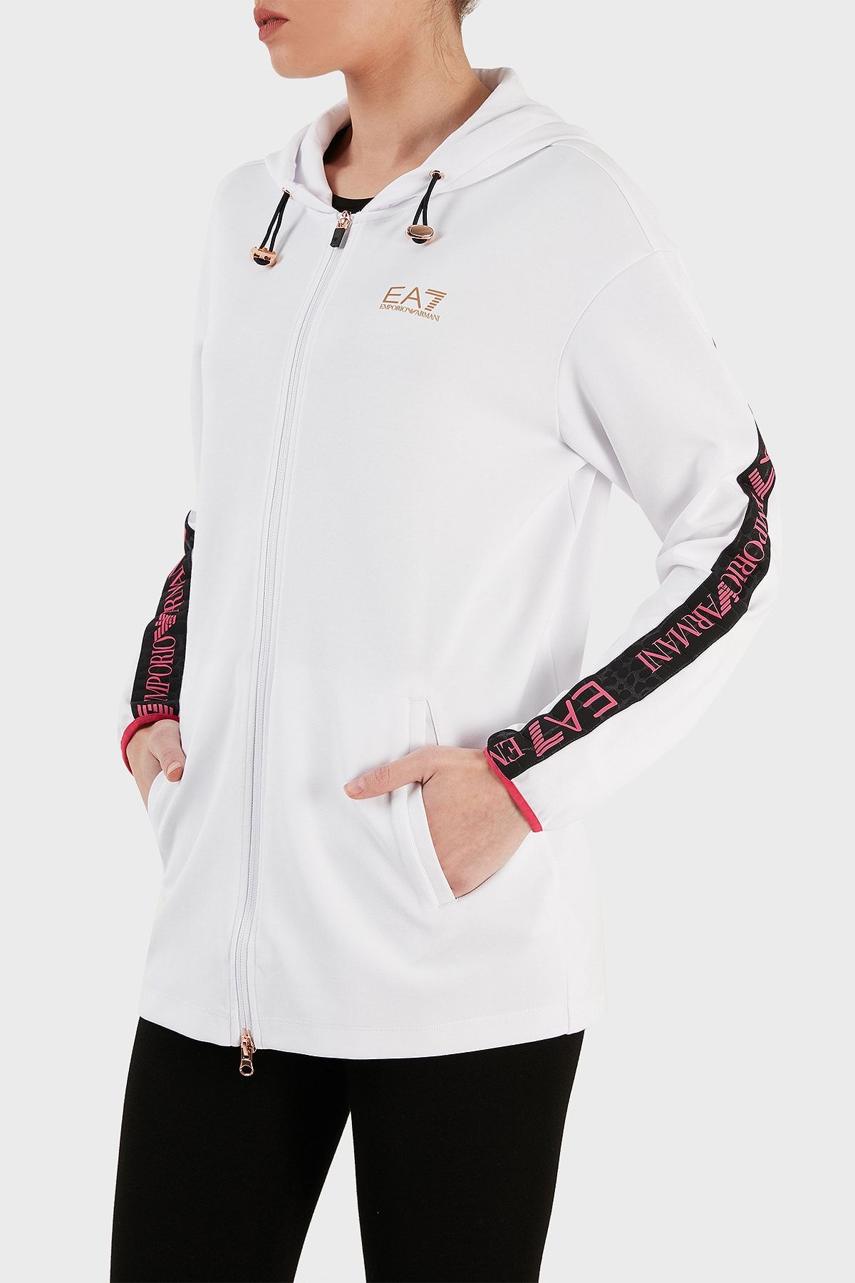 EA7 Regular Fit Zippered Technical Fabric Hooded Sweat Sweat
