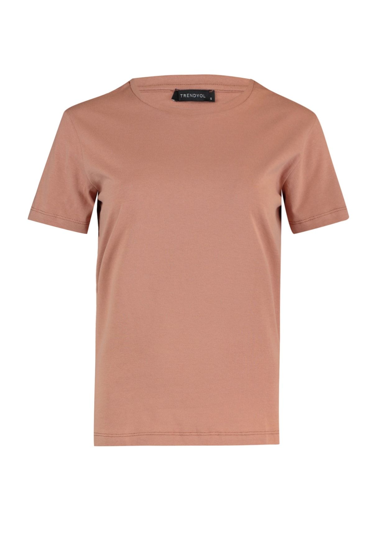 Trendyol Collection-Khaki-Lachs Single Jersey Rundhalsausschnitt 2er-Pack gestrickte T-Shirts – 100 % Baumwolle TWOSS20TS0141 14